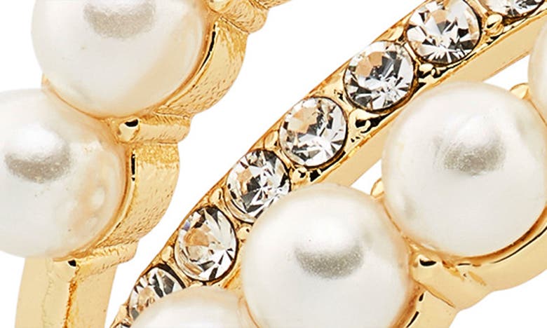 Shop Covet Imitation Pearl & Cz Triple Band Ring In White