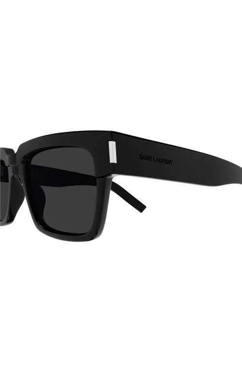 Saint Laurent Black Rectangular Unisex Sunglasses Sl 402-001 54 In Black