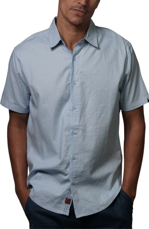 Bondi Short Sleeve Linen Blend Button-Up Shirt in Seaglass