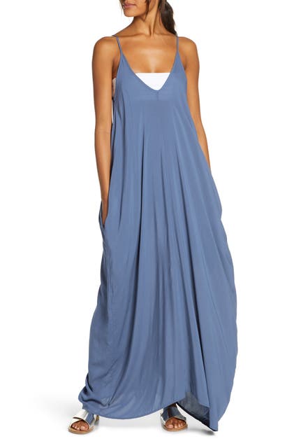 Elan V-back Cover-up Maxi Dress In Blue Denim | ModeSens