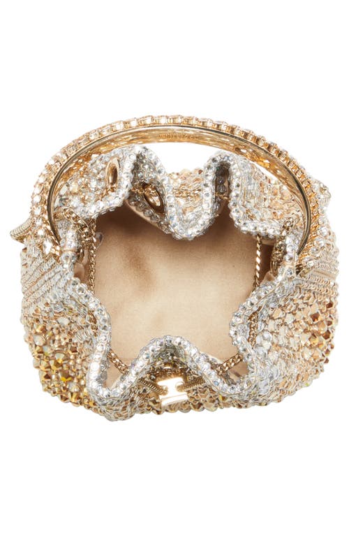 Jimmy Choo Bon Bon Crystal Drawstring Pouch In Gold/silver