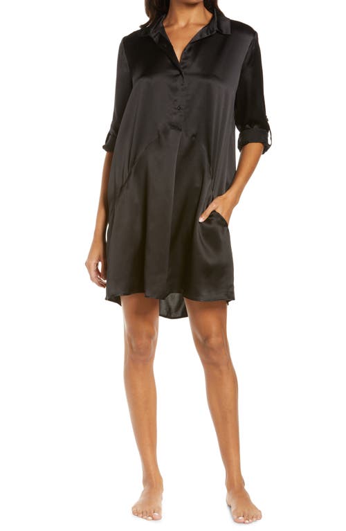 Papinelle Pure Silk Nightshirt Black at Nordstrom,