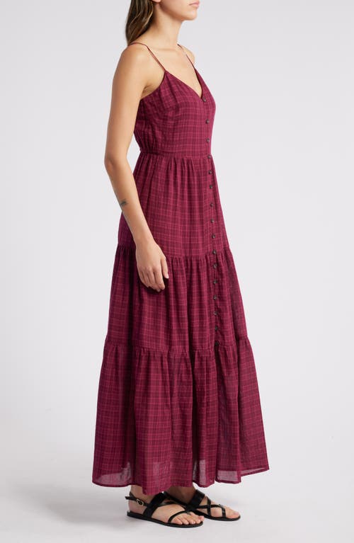 Shop Treasure & Bond Front Button Tiered Maxi Dress In Fuschia Plaid