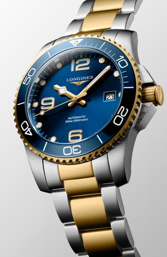 Shop Longines Hydroconquest Automatic Bracelet Watch, 41mm In Blue/ Gold