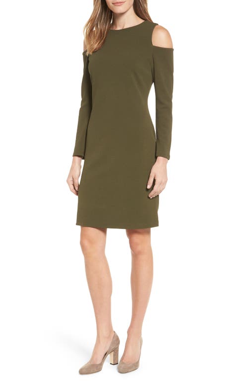 halogen(r) Knit Cold Shoulder Dress in Olive Dark