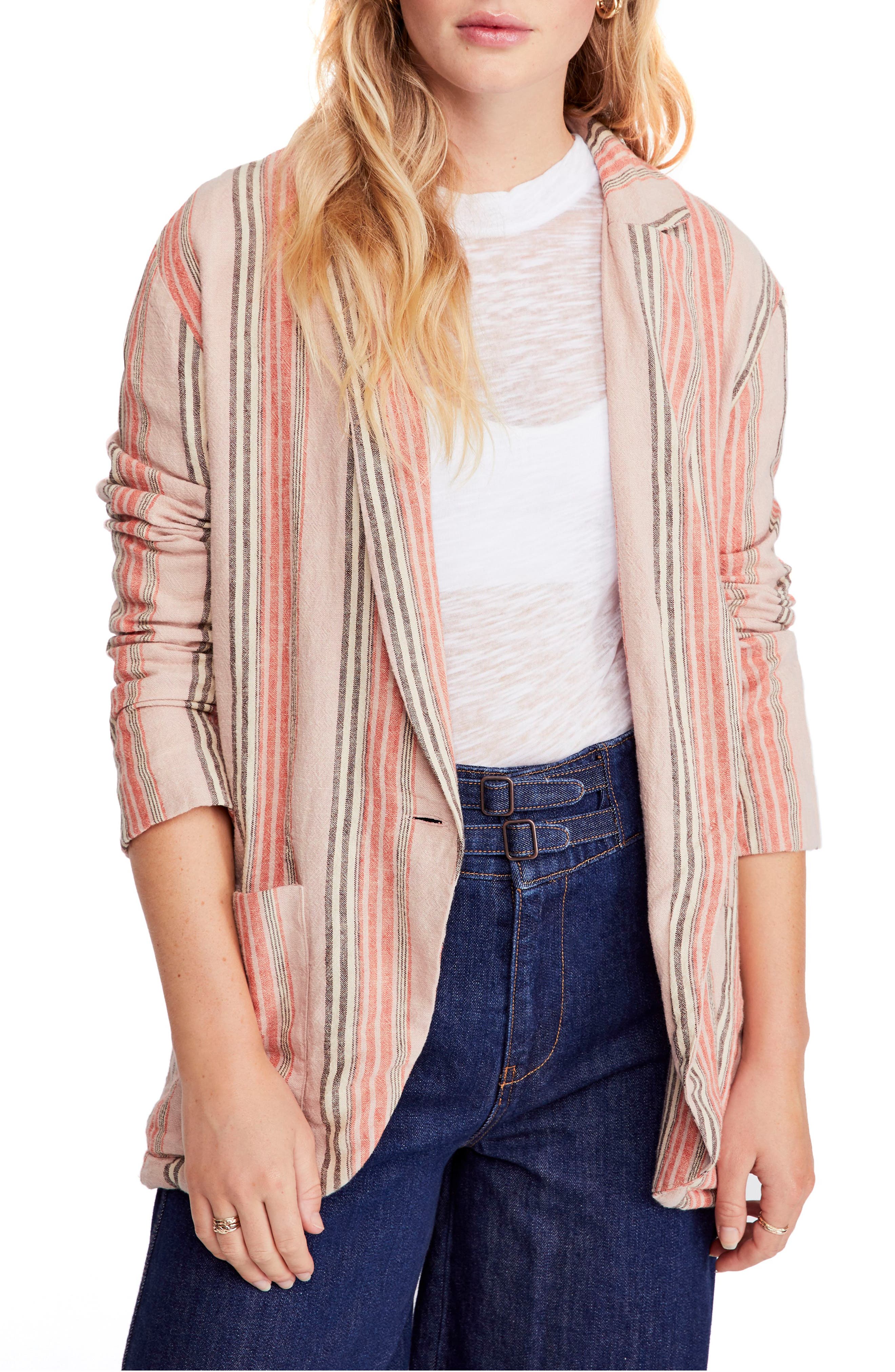 striped long blazer