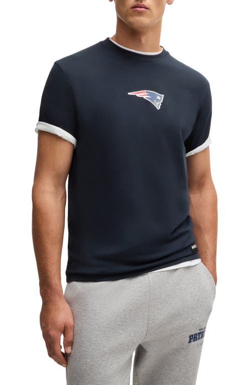 Shop Hugo Boss Boss X Nfl Stretch Cotton Graphic T-shirt In New England Patriots - Blue