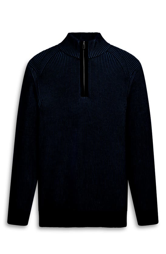 Bugatchi Quarter Zip Merino Wool Sweater In Blue