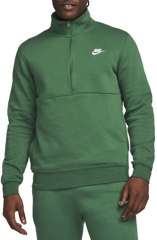 Nike Men's  Sportswear Club Brushed-back 1/2-zip Pullover In Green