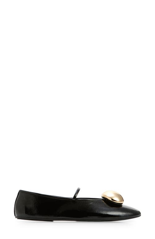 Shop Jeffrey Campbell Balle-orn Mary Jane Flat In Black Crinkle Patent Gold