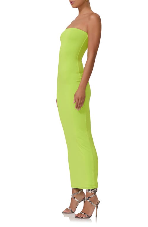 Shop Afrm Dunn Strapless Knit Maxi Dress In Lime Punch