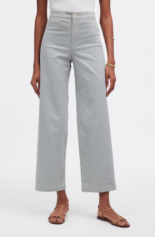 Madewell The Emmett Stripe Crop Wide Leg Pants Faded River at Nordstrom,