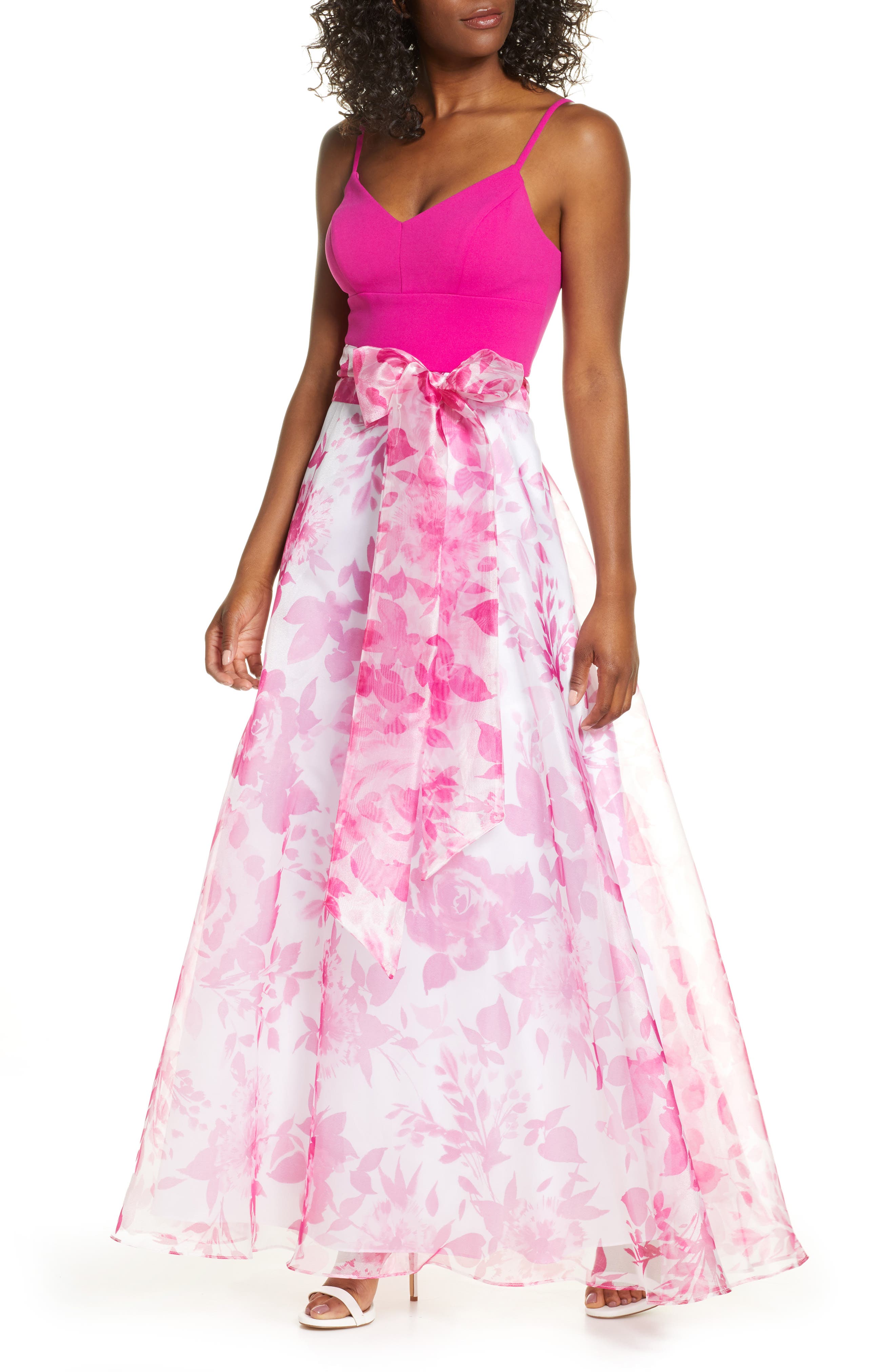eliza j floral organza jumpsuit