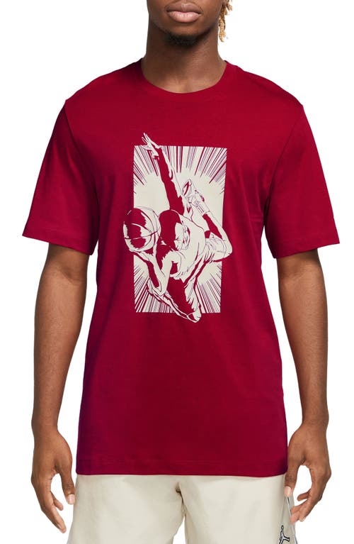 Jordan Gfx Graphic Cotton Tee In Gym Red/sail/sail
