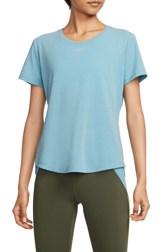 Nike Women's Dri-fit Uv One Luxe Standard Fit Short-sleeve Top In Worn Blue