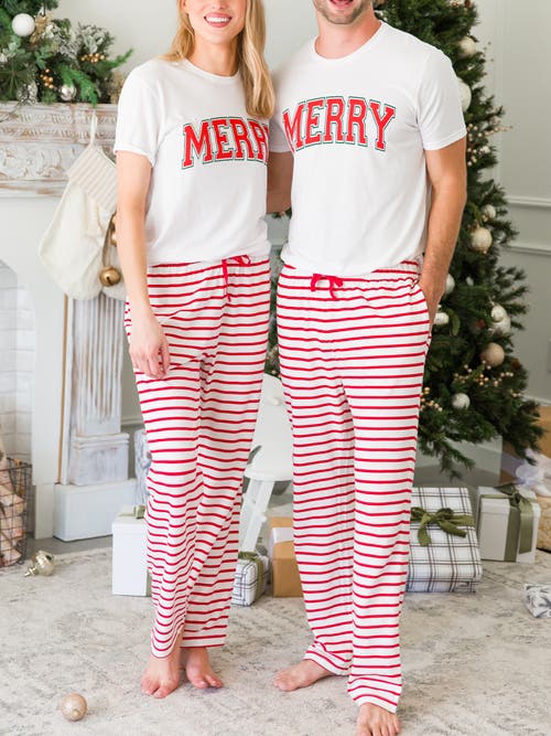 Rufflebutts Modal Blend Gender Inclusive Adult Pajama Pants In Red & White Stripe