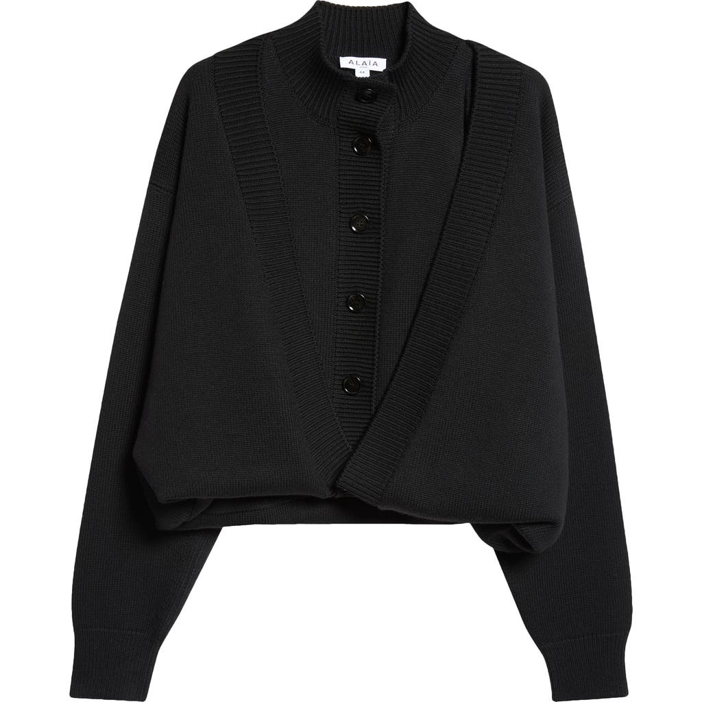 Alaïa Black Folded Cardigan In Noir Alaia