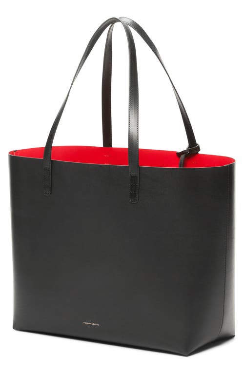 Mansur Gavriel Large Leather Tote In Black/flamma
