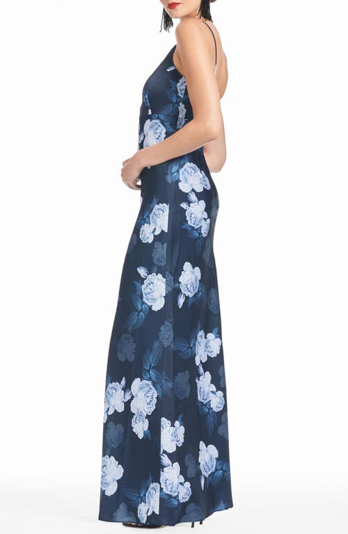 Sachin & Babi Shyla Floral Print Gown In Midnight Glacial Rose