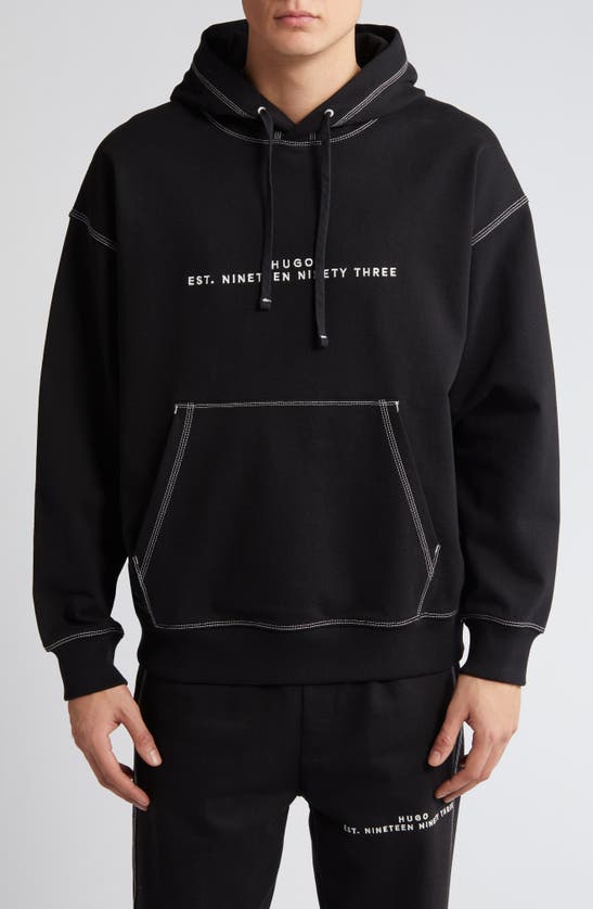 Shop Hugo Boss Hugo Dantaloup Embroidered Logo Pullover Hoodie In Black