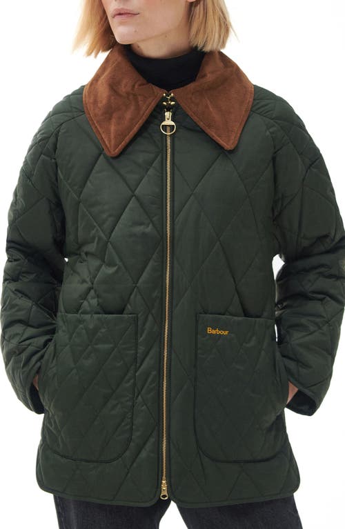 Barbour Woodhall Quilted Jacket in Sage/Ancient at Nordstrom, Size 14 Us