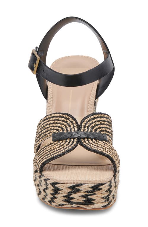 Shop Dolce Vita Cale Woven Raffia Platform Sandal In Black/natural Raffia