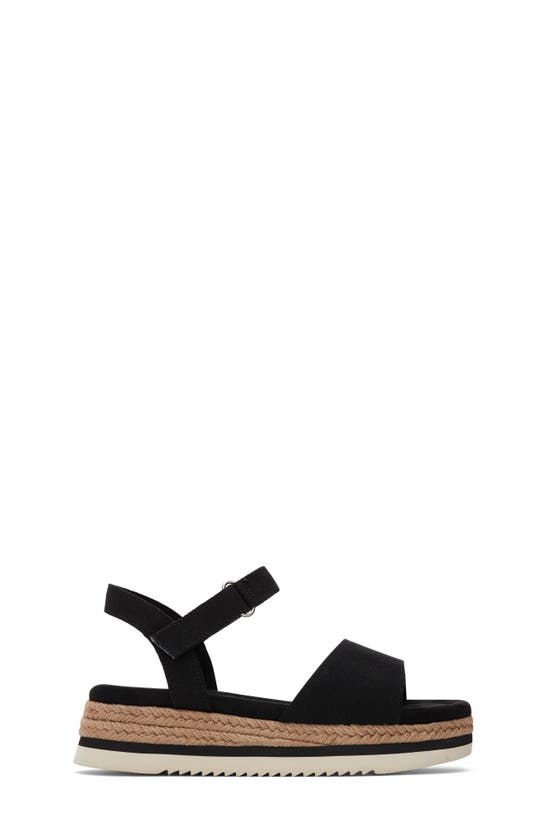 Shop Toms Kids' Diana Ankle Strap Espadrille Platform Wedge Sandal In Black