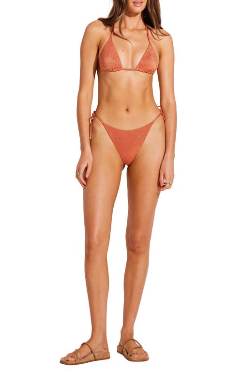 ® Vitamin A Gia Metallic Triangle Bikini Top in Terracotta Metallic