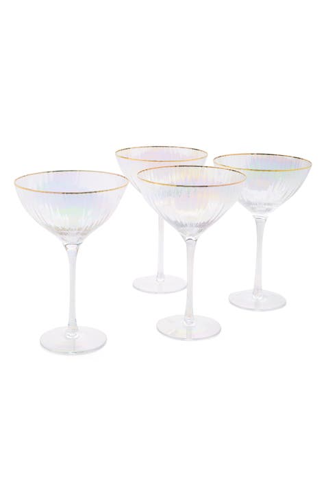 Alina 8 Piece Ribbed Glass Drinkware Set