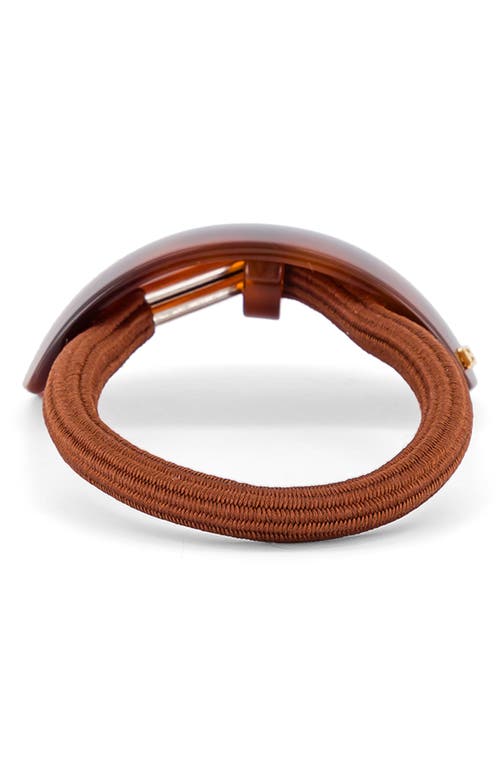 Shop Alexandre De Paris Covered Ponytail Holder In Brown