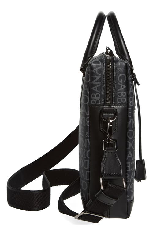 Dolce & Gabbana All-over Jacquard Coated Fabric Briefcase In Black