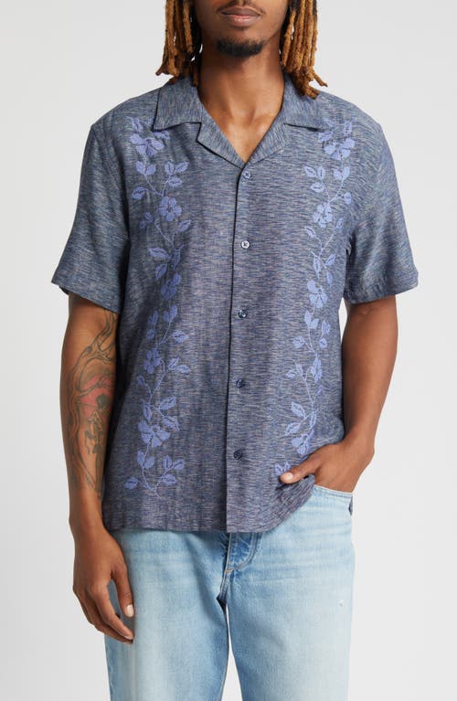 Saturdays NYC Canty Floral Embroidered Camp Shirt Ocean at Nordstrom,