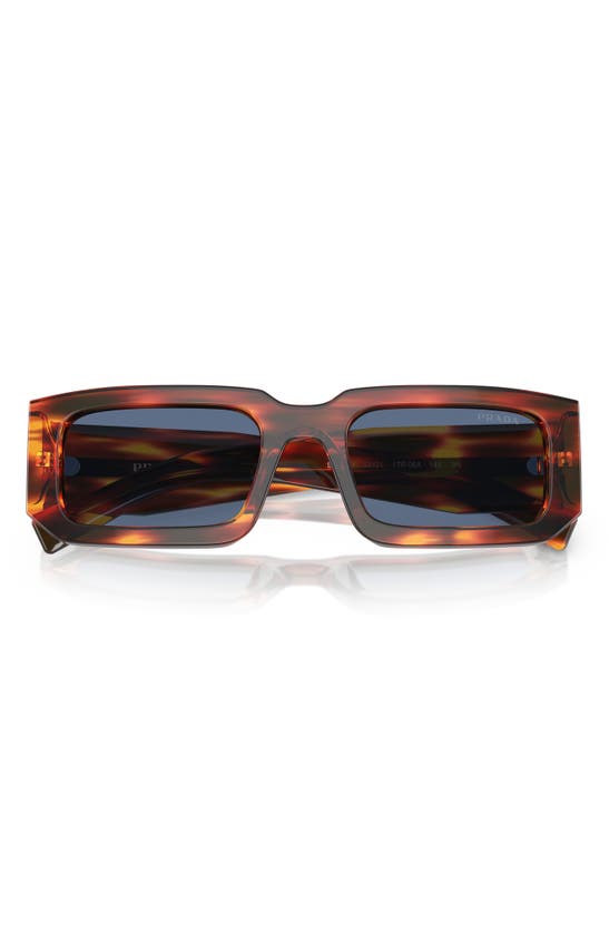 Shop Prada 53mm Rectangular Sunglasses In Brown/dark Blue