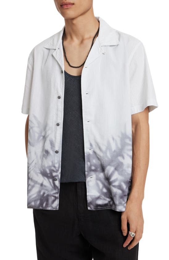 Shop John Varvatos Danny Leaf Print Short Sleeve Cotton Camp Shirt In White Multi