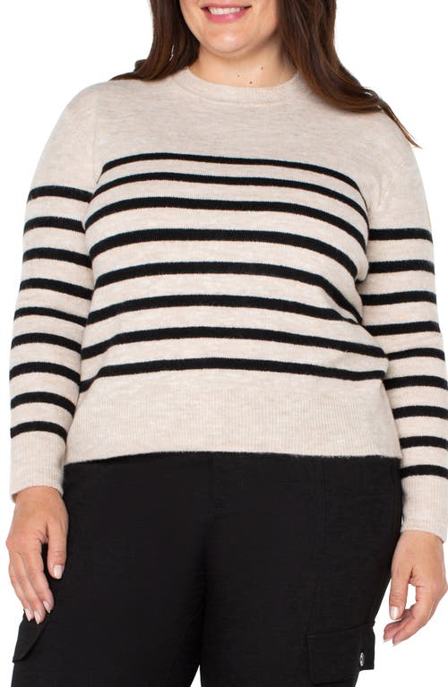 Shop Liverpool Los Angeles Stripe Crewneck Sweater In Oatmeal Heather Stripe