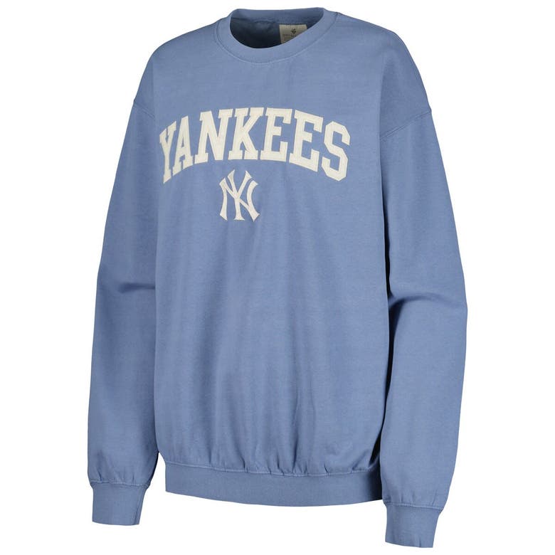 Soft As A Grape Navy New York Yankees Pigment Dye Pullover Sweatshirt In Navy