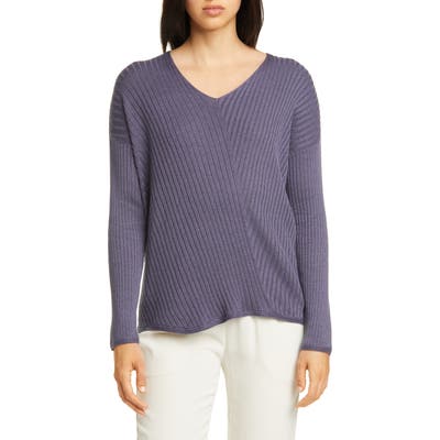 Eileen Fisher Ribbed V-Neck Top