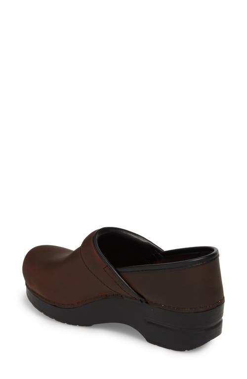 Dansko Wide Pro Clog In Antique Brown/black Leather