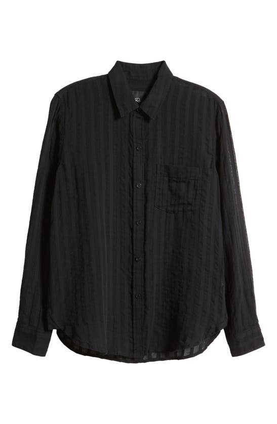 Shop Rails Charli Shadow Stripe Cotton Button-up Shirt In Black Shadow Stripe