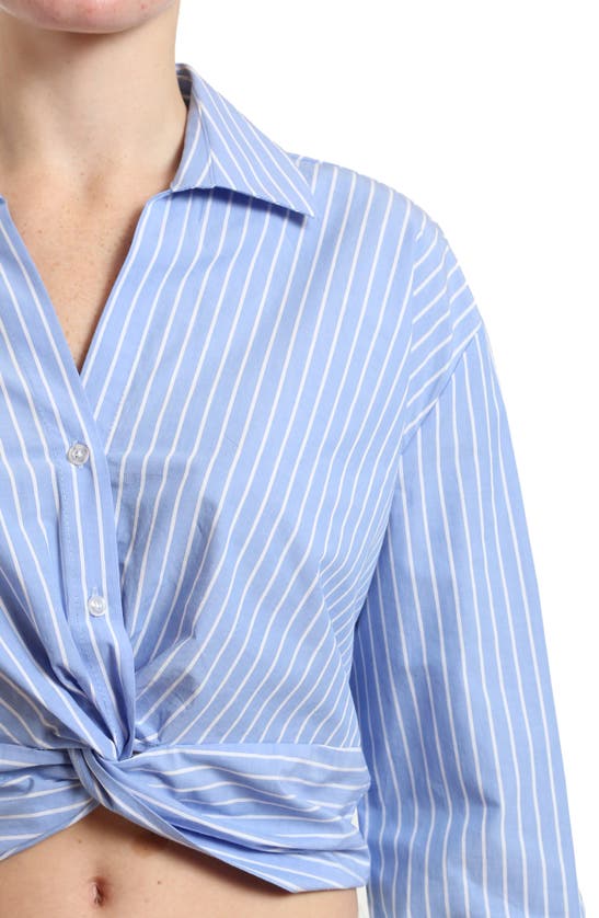 MAVI JEANS MAVI JEANS STRIPE TWIST FRONT CROP BUTTON-UP SHIRT