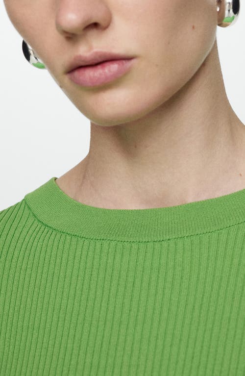 Mango Gabi Stripe Short Sleeve Rib Sweater In Green