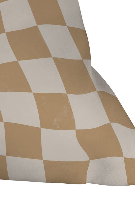 Deny Designs Warped Checkerboard Accent Pillow In Brown