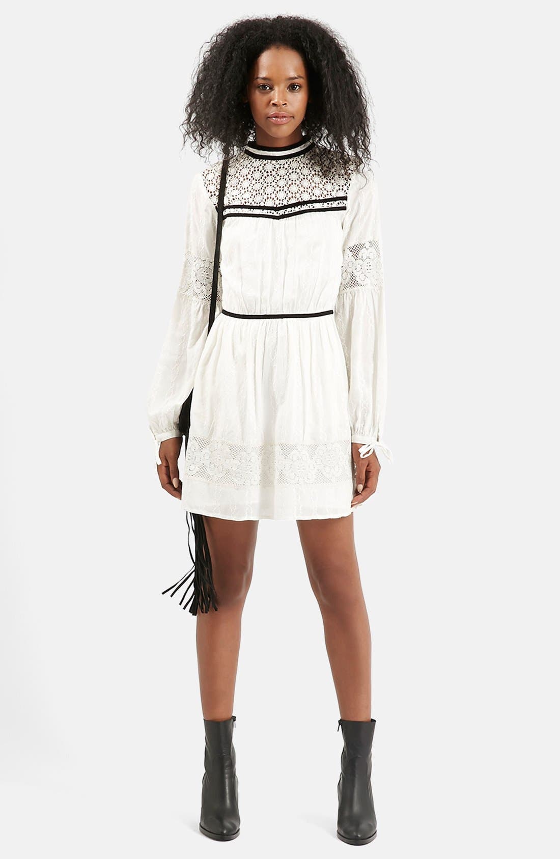 Velvet Trim Embroidered Lace Dress Nordstrom