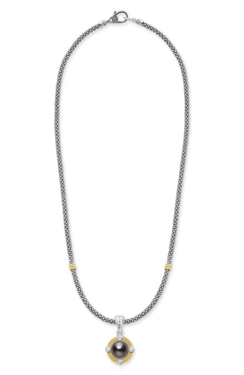LAGOS Luna Freshwater Pearl & Diamond Lux Pendant Necklace in Silver at Nordstrom