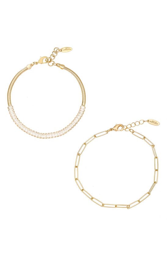 Ettika Links And Shine 18k Gold Plated Anklet Set Of 2 In Gold