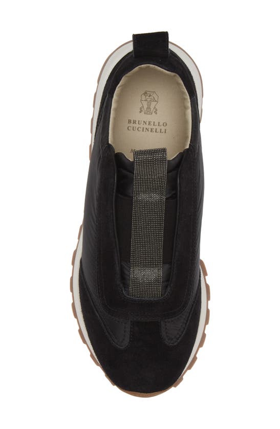 Brunello Cucinelli Monili-chain Leather Sneakers In Black