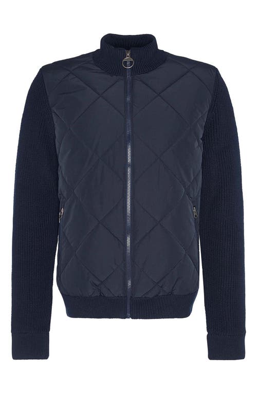 Barbour Newland Zip Through Knitted Sweater In Navy