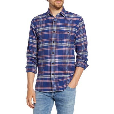 Faherty Seaview Regular Fit Plaid Flannel Button-Up Shirt, Blue