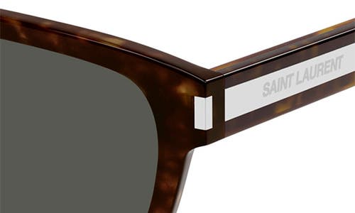 Shop Saint Laurent 57mm Rectangular Sunglasses In Havana