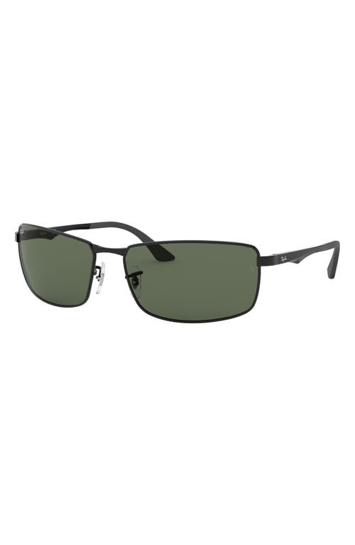 Ray Ban Ray-ban 64mm Rectangular Sunglasses In Black/green